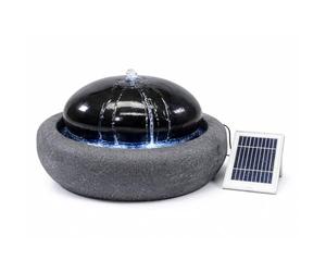 Gardenwize Solar Water Fountain, Black Pebble Water Feature with Battery Back-Up & LED Light, 5m Cable, No Mains Wiring, Solar Powered Outdoor Fountain 49cm