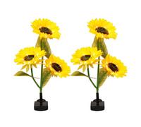 Gardenwize Sunflower Solar Stake Lights With 3 Sunflower Heads