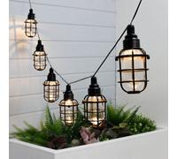Gardenwize Timeless Caged Lantern Solar String Lights 10 Warm White Vintage Hanging Lanterns