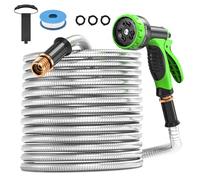 GARDENWORK Metal Garden Hose Water Hose 75ft,Upgraded Quality Metal Expandable Hoses With 3/4 Solid Fitting,Flexible Lightweight Hose No Kink Pet Proof Hose for Yard Campe