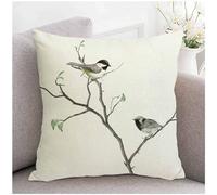 Gardenzone Birds on Tree Decorative Linen Pillow Covers 18x18 Farmhouse Decor Pillowcase Cushion Cover
