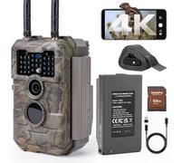 GardePro E6 2.0 Pro 4K Wildlife Camera WiFi, 7800mAh Battery, 64GB SD Card | 64MP 4K H.265 Trail Camera with 165 ft Local WiFi Range, Wildlife Camera with Night Vision Motion Activated, IP66 Waterproof