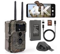 GardePro E6 2.0 Pro 4K Wildlife Camera WiFi Bluetooth, with 7800mAh Battery and 64GB SD Card, 64MP Trail Camera 50m WiFi Range, Wildlife Camera with Night Vision Motion-Activated