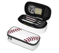 GardEssere Baseball Large Pencil Case Aesthetic Big Capacity Cute Pencil Box Pouch with Zipper Pencil Case for Girls Boys Kids Cosmetic Bag for Women for School Office White
