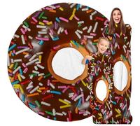 GardEssere Chocolate Doughnut Donut Blanket For Kids Adults Round Blanket Cozy Flannel Funny Realistic Food Throw Blankets Novelty Soft for Men Women for Bed Couch 150 CM