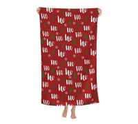 GardEssere Christmas Beach Towel Red Ho Ho Bath Pool Towels Microfiber Quick Dry Extra Large Oversized for Adults Kids for Camping Swim 30x60 in