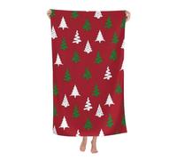 GardEssere Christmas Beach Towel Red Xmas Bath Pool Towels Microfiber Quick Dry Extra Large Oversized for Adults Kids for Camping Swim 30x60 in