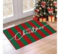 GardEssere Christmas Door Mat Red Green Stripe Merry Christmas Indoor Outdoor Doormat Welcome Front Door Mats Rugs Non - Slip for Entrance Bathroom Kitchen Christmas Decorations