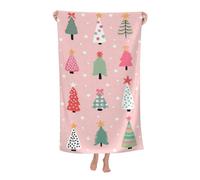 GardEssere Christmas Tree Beach Towel Pink Xmas Bath Pool Towels Microfiber Quick Dry Extra Large Oversized for Adults Kids for Camping Swim 30x60 in