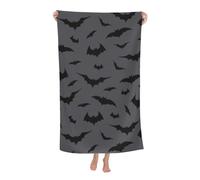 GardEssere Halloween Beach Towel Grey Bat Bath Pool Towels Microfiber Quick Dry Extra Large Oversized for Adults Kids for Camping Swim 30x60 in