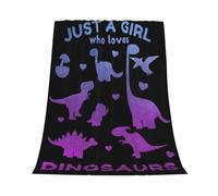 GardEssere Just A Girl Who Loves Dinosaur Blanket Throw Dinosaur Gifts for Girls Flannel Galaxy Cartoon Blankets Warm Soft Lightweight Throws for Sofa Bedding for Women Kids 100x130 CM