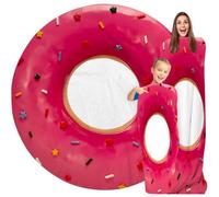 GardEssere Pink Doughnut Donut Blanket For Kids Adults Round Blanket Cozy Flannel Funny Realistic Food Throw Blankets Novelty Soft for Men Women for Bed Couch 120 CM
