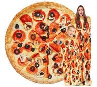 GardEssere Pizza Blanket For Kids Adults Round Blanket Cozy Flannel Funny Realistic Food Throw Blankets Novelty Soft for Men Women for Bed Couch 120 CM