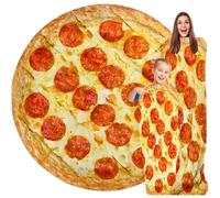 GardEssere Pizza Blanket For Kids Adults Round Blanket Cozy Flannel Funny Realistic Food Throw Blankets Novelty Soft for Men Women for Bed Couch 120 CM