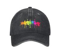 GardEssere Pride Hat Rainbow Graffiti Baseball Cap LGBT Gay Adjustable Cotton Trucker Caps Dad Hats Gifts for Women Men Black