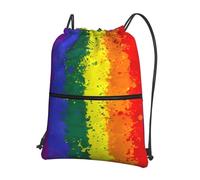 GardEssere Rainbow LGBT Gay Pride Drawstring Bags Drawstring Gym Bag Waterproof Drawstring Backpack with Zipper Pocket for Kids Adults Beach Swimming Pool School Bag