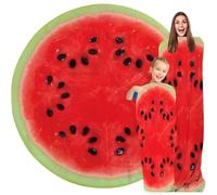 GardEssere Watermelon Blanket For Kids Adults Round Blanket Cozy Flannel Funny Realistic Food Throw Blankets Novelty Soft for Men Women for Bed Couch 120 CM