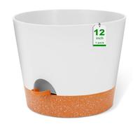 GARDIFE 12 inch Plant Pots, planters, Self Watering Pots, Large Plastic Flower pots with Deep Reservior and High Drainage Holes for Indoor Outdoor Plants and Flowers, White