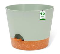 GARDIFE, 12" Plant Pots, Self Watering Pots, Large Plastic Flower Pots with Deep Tank and High Drainage Holes for Indoor Outdoor Plants and Flowers, Green