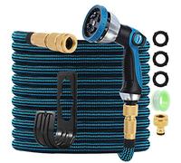 GARDIFE Garden Hose 2.5m(extendable to 25 ft / 7.5 m), GARDIFE Water Hose with 10 Function Nozzle, 3750D Flexible Hose with 3/4", 1/2" Aluminium Connections for Garden and Outdoor Use
