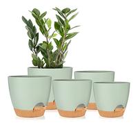 GARDIFE Plant Pots 7/6.5/6/5.5/5 Inch Self Watering Planters with Drainage Hole, Plastic Flower Pots, Planters for Indoor Plants, Succulents,Snake Plant, African Violet, Flowers,Green