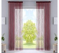 Gardinenbox 20303CN2 String Curtains, H x W 250 x 140 cm, Bordeaux with Tunnel Draft and Sewn-in Ruffle Tape, Suitable for Curtain Rods and Curtain Rails, Thread Curtains, Room Divider, Set of 2