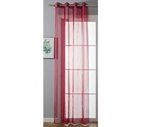 Gardinenbox 20332-cn Transparent Eyelet Curtain with Eyelets for Living Room 100% Polyester Bordeaux 245 x 140 cm