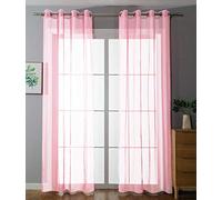 Gardinenbox 20332-cn2 Set of 2 Eyelet Curtains Transparent Plain Curtains with Eyelets for Living Room, Light Pink, H x W 175 x 140 cm
