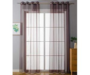 Gardinenbox 20332-cn2 Transparent Eyelet Curtains H x W 225 x 140 cm Brown Stores Curtain Eyelets Lead Tape Finish Living Room Set of 2