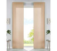 Gardinenbox 85600N2 Set of 2 Sliding Curtains Panel Curtains Microfibre Curtain Sliding H x W 245 x 60 cm Sand Matt Panel Carrier Weight Bars