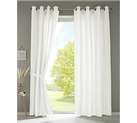 Gardinenbox Berlin 20405N2-011 Curtains with Eyelets 225 x 140 cm Cream Opaque Microsatin Translucent Plain Matt 20405N2
