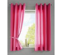 Gardinenbox Berlin 20405N2-025 Curtains with Eyelets 175 x 140 cm Pink Opaque Microsatin Translucent Plain Matt 20405N2