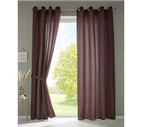 Gardinenbox Berlin 20405N2 Set of 2 Curtains with Eyelets H x W 225 x 140 cm Brown Opaque Microsatin Translucent Plain Matte