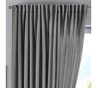 Gardinenbox Cationic JENA Concealed Loops Opaque Linen Look Curtain Mottled with Tie Backs, Polyester, Gray, H300 x B250 cm (1er Pack)