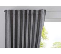 Gardinenbox Cationic Jena Curtain Box Hidden Loops Opaque Linen Look Mottled Curtain Tape with Tie Backs 100% Polyester Grey H 225 x W 140 cm