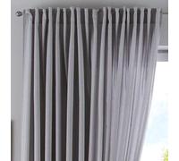 Gardinenbox Cationic Jena Curtain Box Hidden Loops Opaque Linen Look Mottled Curtain Tape with Tie Backs 100% Polyester Silver Height 250 x Width 300 cm