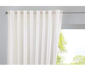 Gardinenbox Cationic Jena Curtain Box Hidden Loops Opaque Linen Look Mottled Curtain Tape with Tie Backs 100% Polyester Cream H x W 145 x 140 cm