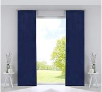 Gardinenbox Curtain Box Set of 2 Panel Curtains Blackout Sliding Curtains Milano Velvet Opaque Blackout Panel Weighting Bars 100% Polyester Blue 245 x 60 cm