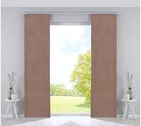 Gardinenbox Curtain Box Set of 2 Panel Curtains Blackout Sliding Curtains Milano Velvet Opaque Blackout Panel Weighting Bars 100% Polyester Sand 245 x 60 cm