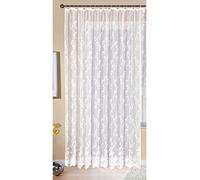 Gardinenbox Curtain Store Jacquard Mainz HxW 245 x 300 cm Ruffle Tape Universal Tape White Floral Pattern Transparent Curtain Living Room 13144