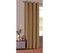 Gardinenbox Curtain with Loops, Opaque, Microsatin, Translucent Ruffle Tape, Plain, Matte, Taupe, H x W 175 x 140 cm