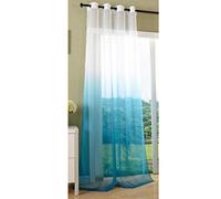 Gardinenbox Eyelet curtain transparent colour gradient curtain with eyelets, voile, ÖKÖTEX standard 100, 100% polyester, turquoise, 1 piece 245 x 140 cm