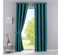 Gardinenbox Grey HxW: 225 x 140 cm 2-Pack Thermal Curtains Blackout Eyelets Sound Insulation Oekotex UV Protection Tiebacks 201920600-2, 100% polyester, Petrol, HxB 225x140 cm