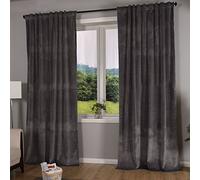 Gardinenbox Milano 20357 Blackout Curtain Velvet Opaque Loop Band Tunnel Pull Blackout Ironing Tape Can Be Shortened Grey 2 Pieces HxW 235 x 135 cm
