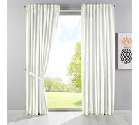Gardinenbox Milano 20357 Blackout Curtain Velvet Opaque Loop Tape Tunnel Pull Blackout Ironing Tape Can Be Shortened Cream Pack of 2 H x W 280 x 135 cm