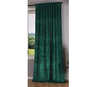 Gardinenbox Milano 20357 Blackout Curtain Velvet Opaque Loop Tape Tunnel Pull-Through Blackout Ironing Tape Can Be Shortened Green 1 Piece HxW 235 x 135 cm