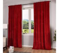 Gardinenbox Milano 20357 Blackout Curtain Velvet Opaque Tab Tape Drawstring Blackout Can Be Shortened Red 2 Pieces H x W 280 x 135 cm