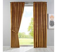 Gardinenbox Milano 20357 Blackout Curtain Velvet Opaque Tab-Top Tape Drawstring Blackout Can Be Shortened 2 Pieces H x W 280 x 135 cm