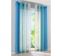Gardinenbox Modena 10000183 2 Pack of 2 Vertical Gradient Print Curtains with Eyelets and Tie Backs Decorative Curtain H x W 175 x 140 cm Blue Tones