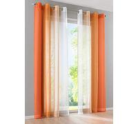 Gardinenbox Modena 10000183 Pack of 2 Vertical Gradient Print Transparent with Eyelets and Tie Backs Decorative Curtain H x W 145 x 140 cm Tones, Polyester, Orange Shades, HxB 145x140 cm